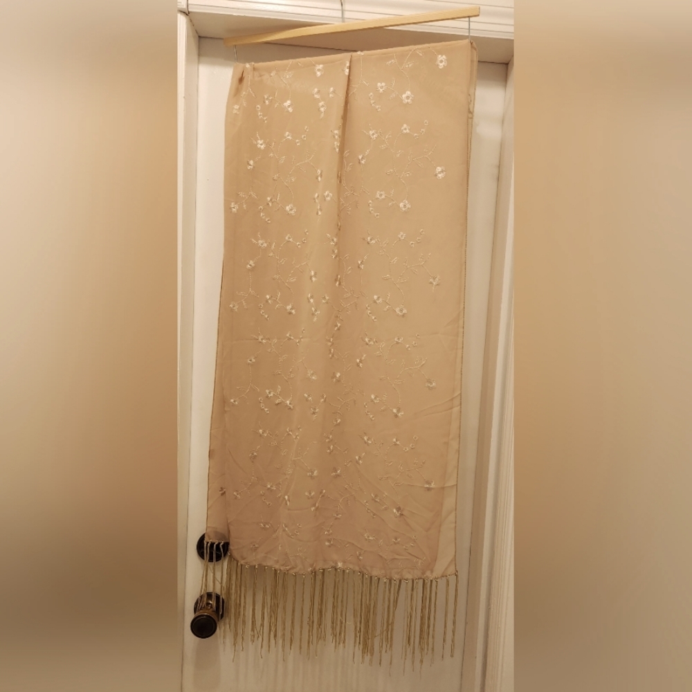 Embroidered Sheer Shawl